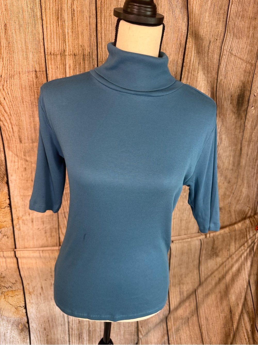 Ann Taylor Women's Teal HighNeck Short-Sleeve Top
